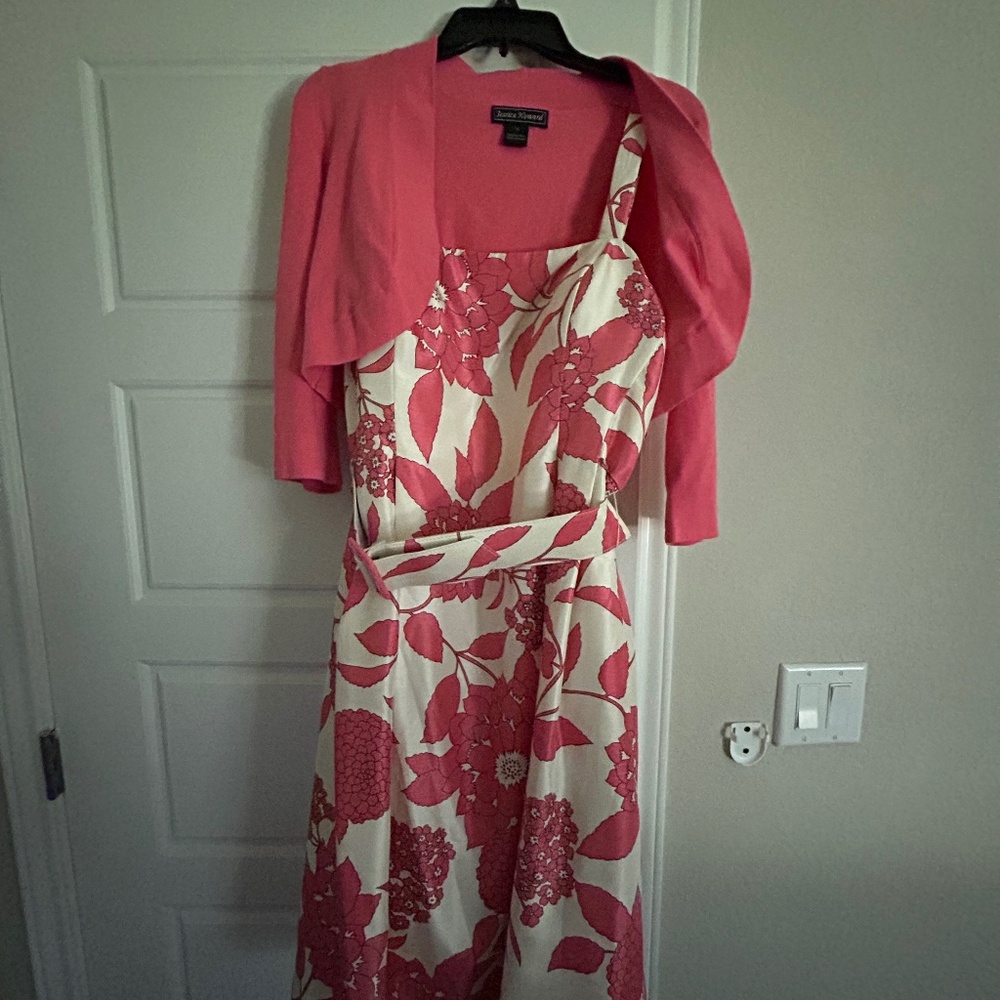 Jessica Simpson Pink and Cream Floral Prom Dress
